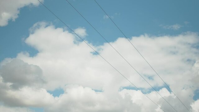 Tracking along the powerlines to a post.
