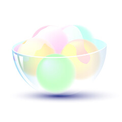 Ice cream balls in glass bowl 