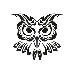 Owl ornament. Good for tattoos, prints and postcards. Vector illustration