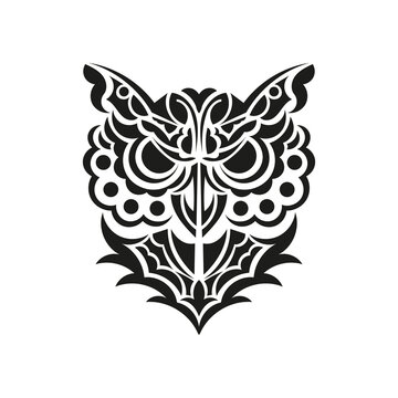 Owl ornament. Good for tattoos, prints and postcards. Vector illustration