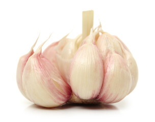 Fresh young garlic isolated on white background
