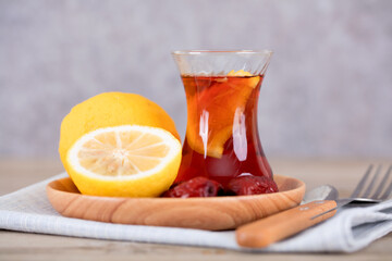 Turkish black tea and lemon