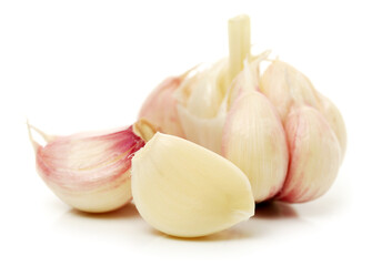 Fresh young garlic isolated on white background