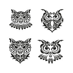 Naklejka premium Owl ornament set. Good for menus, prints and postcards. Vector illustration