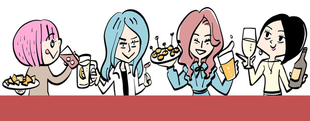 Women enjoying alcoholic beverages