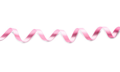 Beautiful pink ribbon on white background