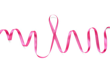 Beautiful pink ribbon on white background