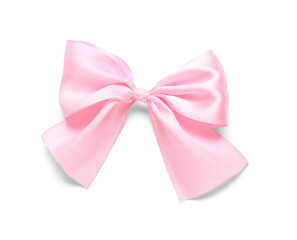 Beautiful pink bow on white background