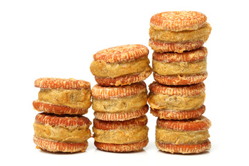 Sandwich biscuits on a white background 