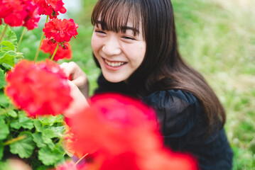 Fototapeta premium 花と女性