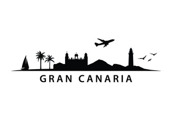 Fototapeta na wymiar Gran Canaria, Spanish Island Landscape Vector Silhouette