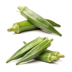 Fresh young okra isolated on white background