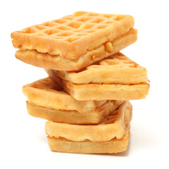 Waffles on a white background 