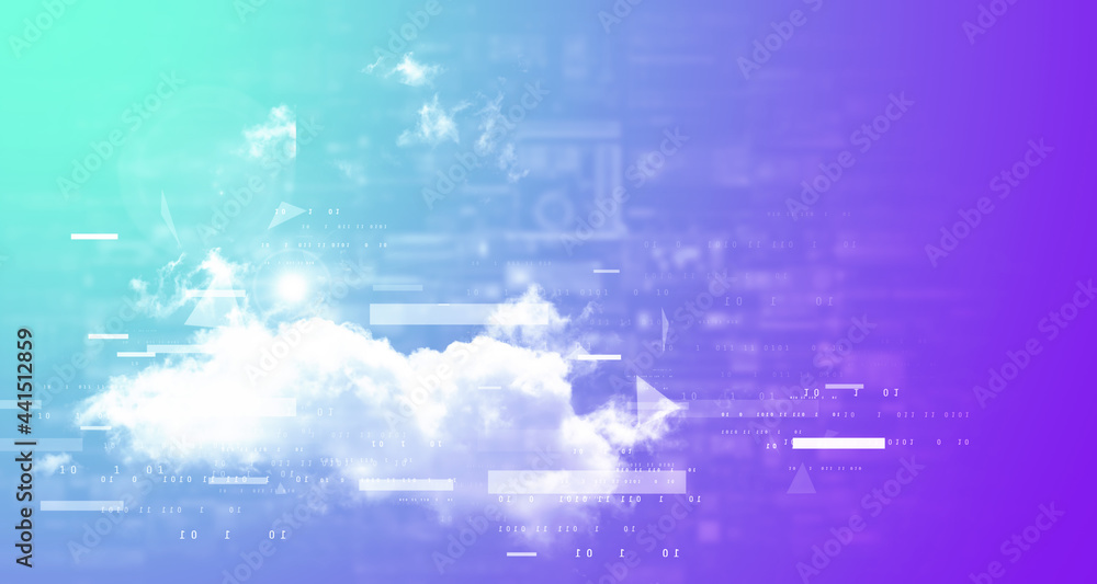 Poster cloud network in abstract technology background. cloud networking concept