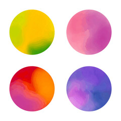 Circle shape ombre pastel color backgrounds set. for label, tag, logo background. gradation watercolour style.
