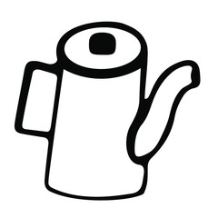 Kettle hand drawn ink sketch isolated on white background.