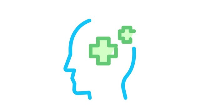 Medicine Crosses Man Silhouette Headache animated icon on white background