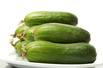 Green cucumber on the white background