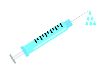 vector syringe with liquid ejected from the tip of the needle