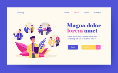 Young doctor and his work routine in hospital. Pill, patient, nurse flat vector illustration. Occupation and medicine concept for banner, website design or landing web page