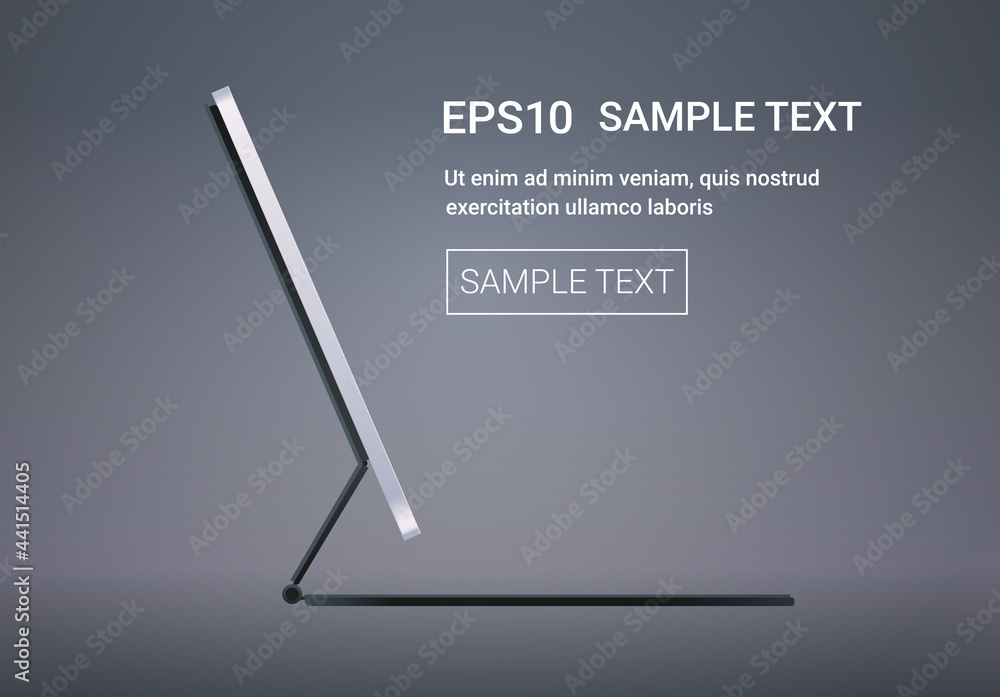 Poster modern computer monitor realistic mockup gadgets and devices concept side view copy space horizontal