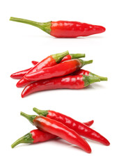 red hot chili peppers isolated on white
