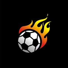 Football ball vector icon with flame design