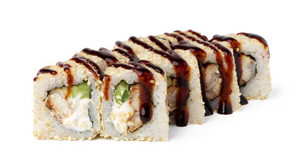 Japanese Cuisine Sushi Roll on a white background