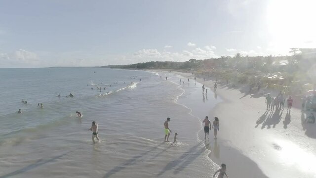 Aerial view of the beaches of Porto Seguro, Bahia, Brazil. 4K.