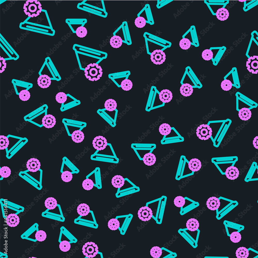 Poster line filter setting icon isolated seamless pattern on black background. vector