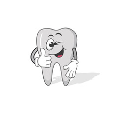 Tooth mascot cartoon thumbs up vector graphics