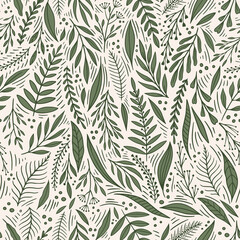 Naklejka na ściany i meble Garden flower, plants ,botanical ,seamless pattern vector design for cover, fabric, interior decor. Cute pattern with plant branch.