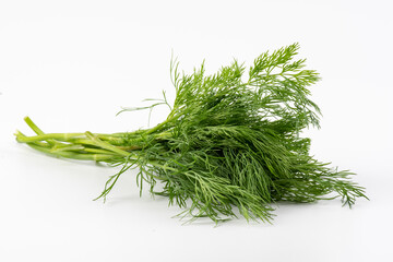 Fresh Dill isolated on white background. Bunch of fresh green dill isolated on white background