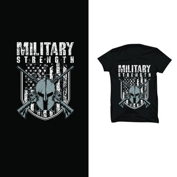 Spartan Military Strengh  Tshirt Design