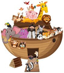 Obraz premium Noah's Ark with Animals isolated on white background