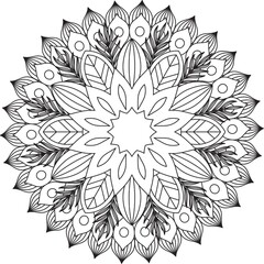 Circular Pattern Mandala Zentangle Henna Mehndi Tattoo, Decoration Circle Vector Clipart Floral Flower Decorative Ethnic Oriental Style Coloring Book Page Illustration Ornamental Ornament