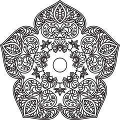 Circular Pattern Mandala Zentangle Henna Mehndi Tattoo, Decoration Circle Vector Clipart Floral Flower Decorative Ethnic Oriental Style Coloring Book Page Illustration Ornamental Ornament