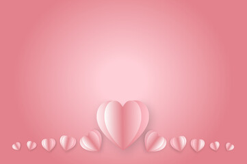 Paper elements in shape of heart  on pink background.