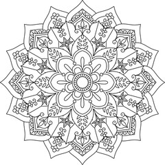 Circular Pattern Mandala Zentangle Henna Mehndi Tattoo, Decoration Circle Vector Clipart Floral Flower Decorative Ethnic Oriental Style Coloring Book Page Illustration Ornamental Ornament