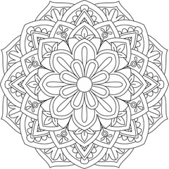 Circular Pattern Mandala Zentangle Henna Mehndi Tattoo, Decoration Circle Vector Clipart Floral Flower Decorative Ethnic Oriental Style Coloring Book Page Illustration Ornamental Ornament