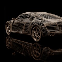 Naklejka na ściany i meble Art car model on a black background. 3d render
