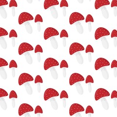  Vector pattern with amanita in flat style