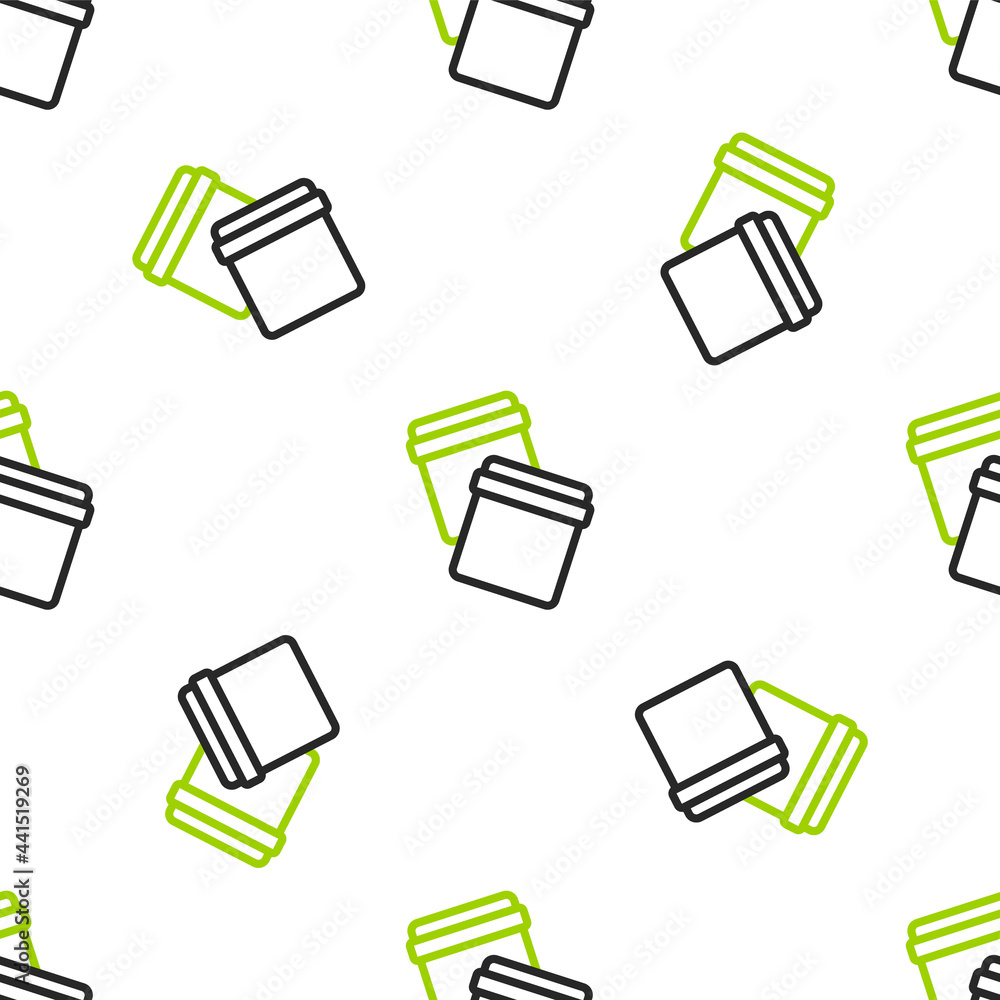 Poster line plastic bag with ziplock icon isolated seamless pattern on white background. vector