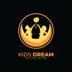 Fototapeta na wymiar Little kids reaching dream logo