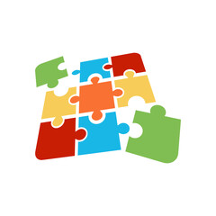 Autism puzzle icon design template vector isolated