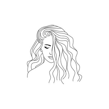 recommend clip art: woman line art, beauty face girl. continuous line drawing