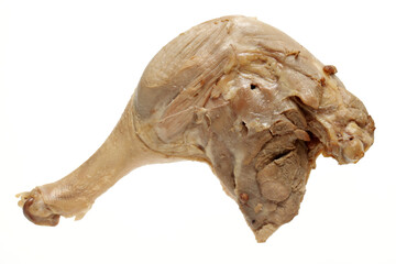 Cooked duck leg on white background 
