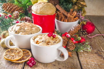 Christmas fruitcake in mug