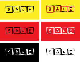 Set of banners with text sale with colorful background in minimal style