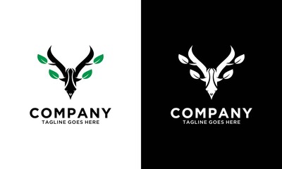 Creative modern deer leaf nature logo template. Vector illustration.